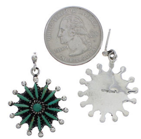 Silver Southwestern Turquoise Post Dangle Earrings PX31353